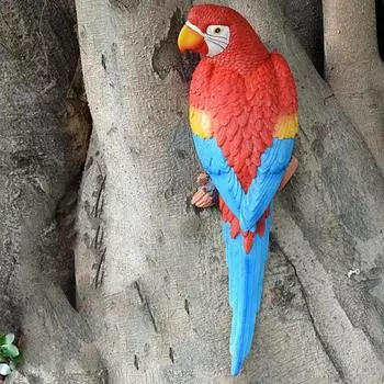 Статуэтка в форме попугая, настольные украшения, смоляное дерево, подвесная скульптура животного, патио 9