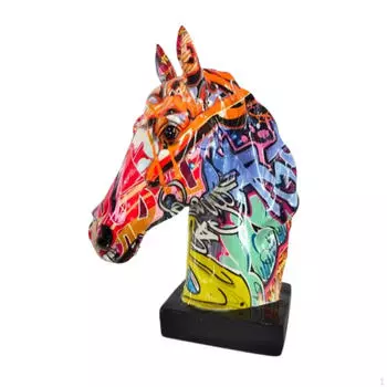 Статуэтка в виде головы лошади для украшения дома и офиса, скульптура из смолы для гостиной Style D