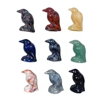 Статуэтка ворона из натурального камня, красочная статуэтка ворона из искусственного кристалла, позитивная целебная энергия, мини-украшение в виде птицы, вырезанное вручную, украшение для домашнего офиса, рабочего стола