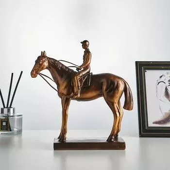 Статуэтка всадника в постмодернистском стиле, домашний декор, ретро-украшение для офисного шкафа, украшение стола, винтажная скульптура из смолы, подарок