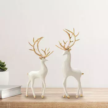 Статуэтка животного, фигурки оленей, скандинавские подарки, скульптура оленя, украшение, декор для офиса бежевый
