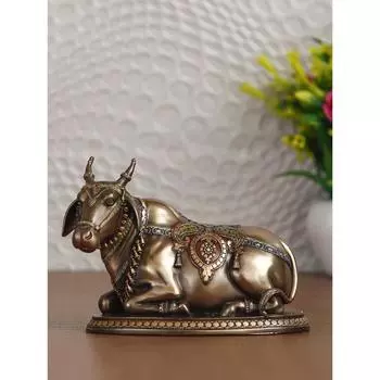 Статуэтка животного Нанди из полирезины и бронзы ручной работы для дома, офиса, духовных пространств для индуистских верующих