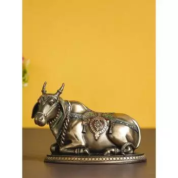 Статуэтка животного Нанди из полирезины и бронзы ручной работы для дома, офиса, духовных пространств для индуистских верующих