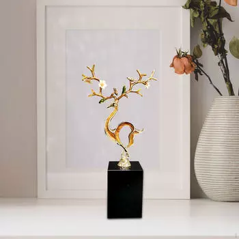 Статуэтка животного олень статуэтка произведение искусства ремесла подарок украшение с основанием для офиса книжная полка прихожая S Marble Base