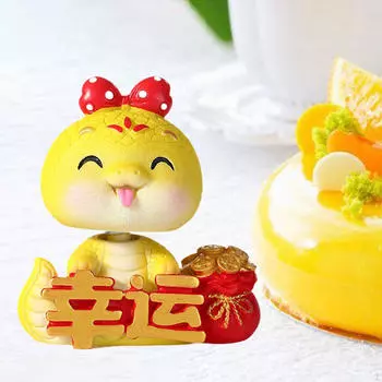 Статуэтка животного Змея Украшение для приборной панели автомобиля Настольная смоляная фигурка Подарок With Bow 7.5x4.5x8cm