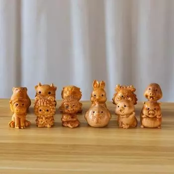 Статуэтка животного зодиака Yousheng, изготовленная вручную из дерева, китайские знаки зодиака, многофункциональное мини-украшение стола со знаком зодиака, подарок для любителей знаков зодиака