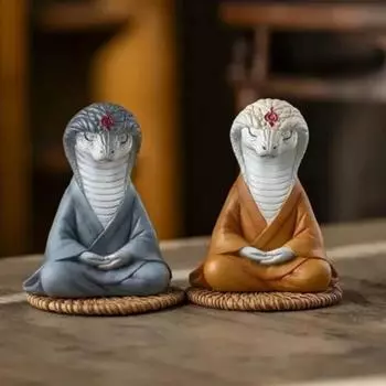 Статуэтка змеи из смолы Дзен 2025 год Змеи Украшение для медитации Статуэтка змеи для удачи, богатства, домашнего офиса, автомобиля, декор рабочего стола серый