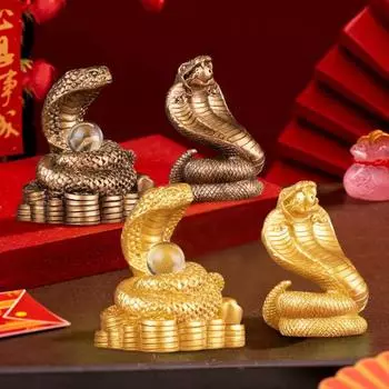 Статуэтка змеи из смолы, старинная китайская зодиакальная талисманная модель змеи, удачи, мини-статуэтка животного, скульптура, украшение для рабочего стола по фен-шуй A