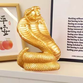Статуэтка змеи из смолы, старинный китайский зодиакальный талисман, модель змеи, удачи, мини-животное A красный/бронзовый