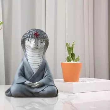 Статуэтка змеи из смолы Yousheng Zen, украшение на год змеи 2025, статуэтка змеи для медитации, для удачи, богатства, домашнего офиса, автомобиля, декор рабочего стола серый