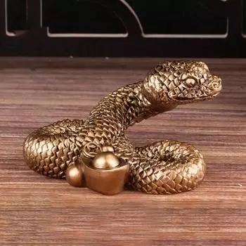 Статуэтка змеи китайского зодиака, коллекционная статуэтка змеи богатства из смолы, год змеи 2025 A бронзовый/кофейный