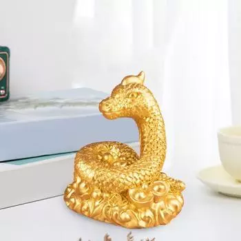 Статуэтка змеи китайского зодиака, коллекционная статуэтка змеи богатства из смолы 2025 года, украшение по фен-шуй для домашнего стола, книжной полки, декор A