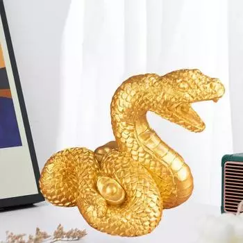 Статуэтка змеи китайского зодиака, коллекционная статуэтка змеи богатства из смолы 2025 года, украшение по фен-шуй для домашнего стола, книжной полки, декор A