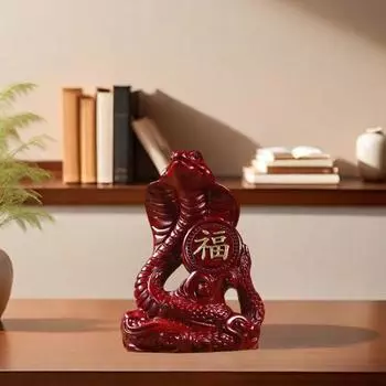 Статуэтка змеи китайского зодиака, маленькая деревянная фигурка животного фэн-шуй, 2025 лунный Новый год, скульптура змеи, домашний офис, декор для удачи, успеха, богатства 8 cm темно-коричневого
