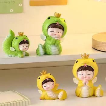 Статуэтка змеи-мультяшки 2025 года, китайский Новый год, смоляная фигурка змеи со знаком зодиака, миниатюрное настольное украшение для домашнего офиса, декор C