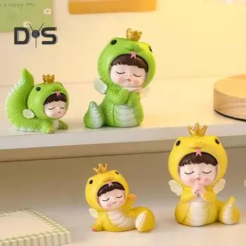 Статуэтка змеи-мультяшки 2025 года, китайский Новый год, смоляная фигурка змеи со знаком зодиака, миниатюрное настольное украшение для домашнего офиса, декор C