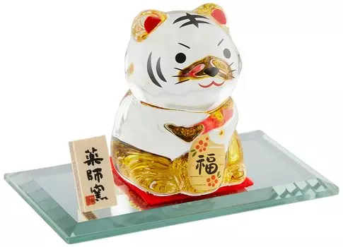 Статуэтка зодиака Yakushi Kiln 2022 Aya Painting Lucky Lucky Glass Tora с зеркальной подставкой (Лаки Кобан) [95]