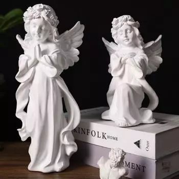 Статуэтки ангелов ручной работы из смолы Купидон Ангел Забавная скульптура молящегося ангела Главная S