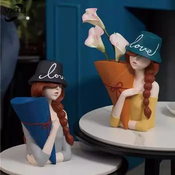 Статуэтки девушек для дома, украшения для стола в вазах, декор для офиса, статуэтки для тумб под телевизор, цветочные композиции, цветочные аксессуары