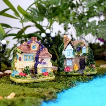 Статуэтки Миниатюрные украшения для сада Лесные замки Сказочные фигурки Террариум Сказочный сад Вилла Миниатюры Мини-замок Дом Аксессуар A