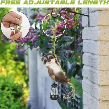 Статуэтки на солнечной батарее, енот из смолы, взбирающийся на лиану из алюминия со светодиодами, водонепроницаемая подвесная фигурка животного с крючком One Size