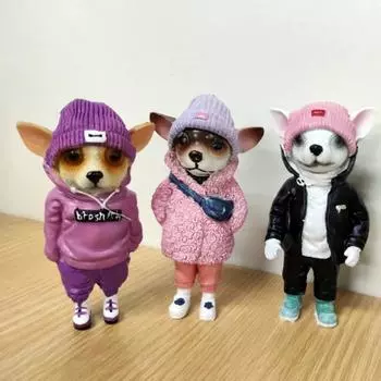 Статуэтки стоящих собак, олицетворение смолы, имитация лужайки патио, фигурка стоящей собаки, статуэтки собак, декор стола