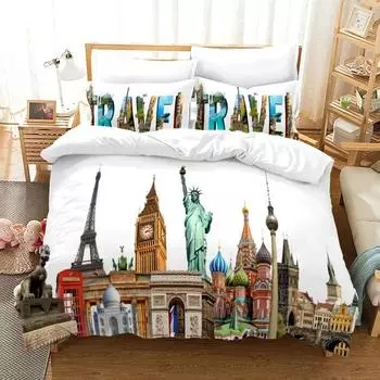 Statue of Liberty Bedding Set,Duvet Cover Comforter Bed Set Quilt Cover Pillowcase,King Queen Twin Size Boys Girls Adults 70x133cm 2pcs