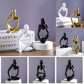 Статуи и скульптуры мыслителя, украшения статуй мыслителя из смолы, скульптуры в абстрактном стиле, украшения на новоселье, украшения для обеденного стола в гостиной Left Thinking золотой