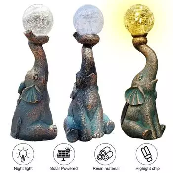 Статуи слонов со стеклянным шаром, садовая скульптура со светодиодной подсветкой, изготовленная вручную лампа в виде слона, уличная статуя, уникальные подарки на новоселье a