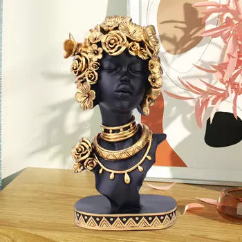 Статуя африканской женщины, женская скульптура, произведение искусства, современный бюст, эстетическое украшение для дома Style A чёрный