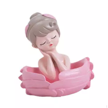 Статуя ангела из смолы, декоративная коробка для хранения для девочек, контейнер для украшения дома, поднос для ключей, вход розовый