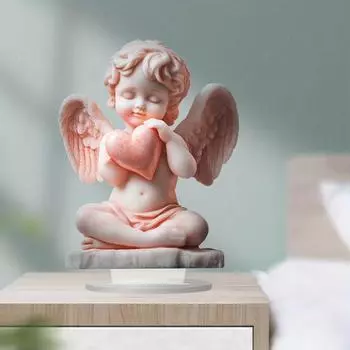 Статуя ангела-купидона, плоская акриловая 2D-фигурка херувима, настольное украшение ангела с сердечком для домашнего декора, подарок на День святого Валентина A