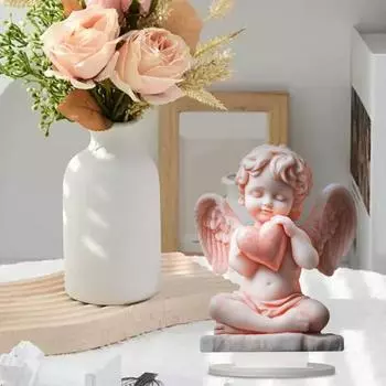 Статуя ангела-купидона, плоская акриловая 2D-фигурка херувима, настольное украшение ангела с сердечком для домашнего декора, подарок на День святого Валентина A