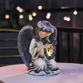 Статуя ангела на солнечной батарее для сада, декоративная фигурка, водонепроницаемый светильник для двора, декор для крыльца, заднего двора