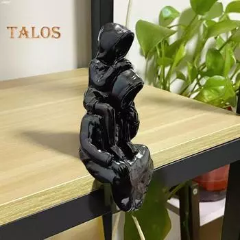 Статуя безликого человека в мантии, готическая фигурка человека в капюшоне, коллекционное украшение ужасов из смолы для декора стола на Хэллоуин чёрный