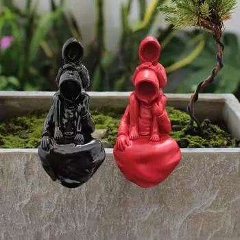 Статуя безликого человека в мантии, готическая фигурка человека в капюшоне, коллекционное украшение из смолы ужасов красный