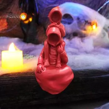 Статуя безликого человека в мантии, готическая фигурка человека в капюшоне, коллекционное украшение ужасов из смолы для декора стола на Хэллоуин чёрный