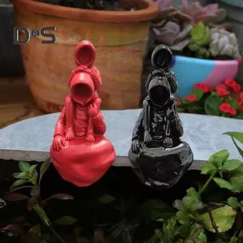 Статуя безликого человека в мантии, готическая фигурка человека в капюшоне, коллекционное украшение ужасов из смолы для декора стола на Хэллоуин чёрный