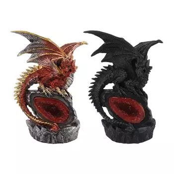 Статуя боевого дракона из смолы, настольная фигурка дракона со светом для украшения дома на Хэллоуин Black