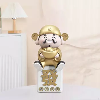 Статуя Бога Богатства Скульптура из смолы Фэн-шуй Домашний декор Статуэтка Кайшэнь Настольное украшение для