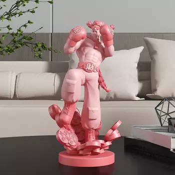 Статуя бога удачи, декоративная фигурка, художественные промыслы, настольное украшение из смолы, скульптура процветания для Pink S