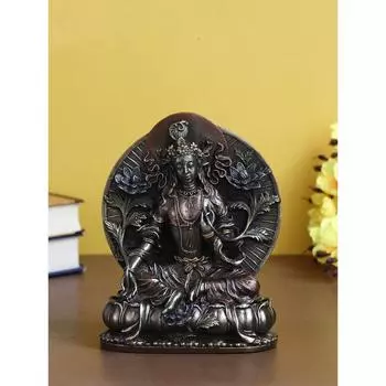 Статуя богини Тары из полирезины с бронзовой отделкой, красивый религиозный идол для дома, комнаты для пуджи, гостиной - идеальный подарок для духовных личностей