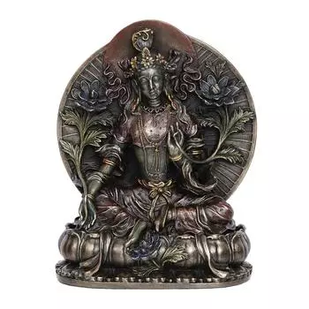 Статуя богини Тары из полирезины с бронзовой отделкой, красивый религиозный идол для дома, комнаты для пуджи, гостиной - идеальный подарок для духовных личностей