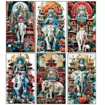 Статуя Будды 5DDIY Алмазная картина Святой Дух Статуя Будды Шакьямуни Картина маслом Гостиная Стена Украшение дома Full Round 20x40CM