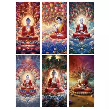 Статуя Будды Фэнтези 5D Полный Круглый Алмазный Набор для Живописи Дзен Искусство Буддийская Скульптура DIY Сверла Мозаика Вышивка Крестом Full Round 20x40CM