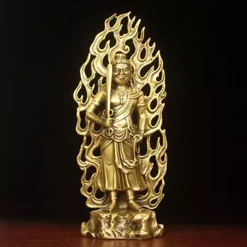 Статуя Будды Фудо Мёо в год, сделанный из латуни x ширина удачи зодиакальные статуи хранителя, чтобы отогнать злого хранителя Будды (родился Петух) (высота