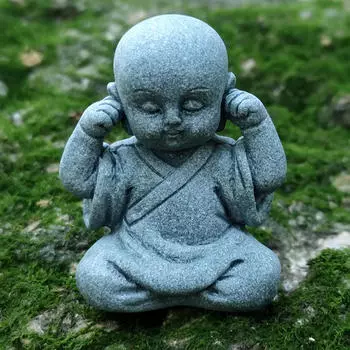 - Статуя Будды Маленькая Фигурка Коллекция Скульптура Микропейзаж для Рабочего Стола Спальни Офиса Not Listening