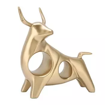 Статуя быка Экологически чистая Тонкая работа Изысканный внешний вид Фигурка быка из смолы