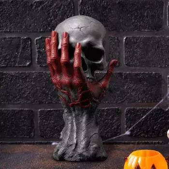 Статуя черепа на Хэллоуин, реалистичная скульптура черепа из смолы, готическая статуэтка черепа для дома с привидениями, домашний декор красный