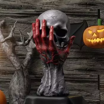 Статуя черепа на Хэллоуин, скульптура из смолы ужасов, реалистичная скульптура черепа, готическая статуя черепа для рук
